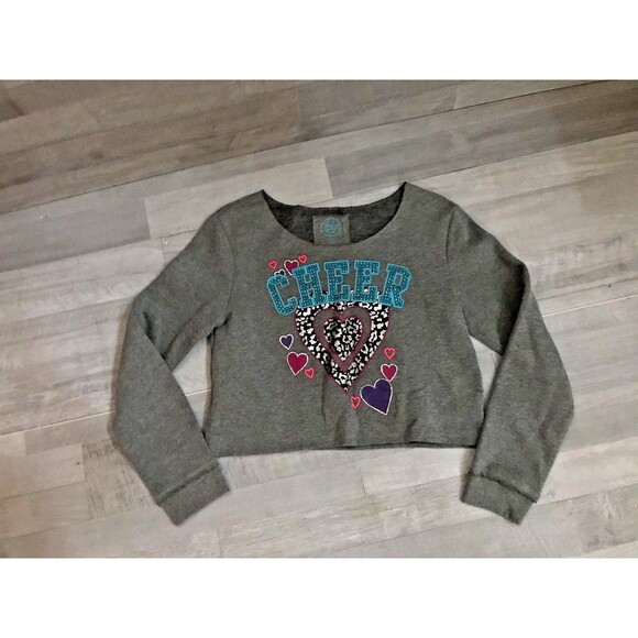 SO Girl's Ladies Gray Long Sleeve Crop Sweater Cheer Top Size 12 1/2 - Picture 1 of 8